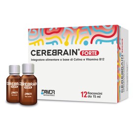 Damor - Cerebrain Forte Integratore Alimentare con Colina Bitartrato e Vitamina B12, 12 Flaconcini da 15 ml