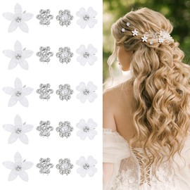 20PCS Mini Rhinestone Hair Pins, Ymapinc 4 Style Flower Hair Accessories Barrettes for Girl and Women Cute Small Flower Clips Decorative Wedding Bridal