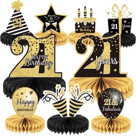 9 Pieces 21st Birthday Decoration 21 st Birthday Centerpieces for Tables Decorations Cheers to 21 Years Honeycomb Table Topper for Men and Women 21 Years Party Decor Supplies