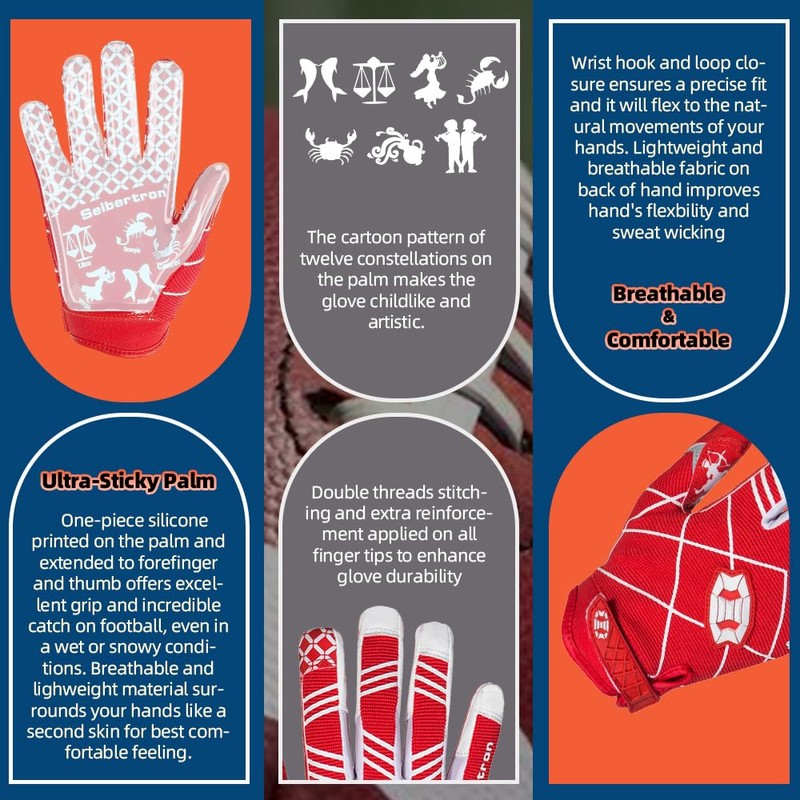 Seibertron Pro 3.0 Twelve Constellations Elite Ultra-Stick Sports Receiver Glove