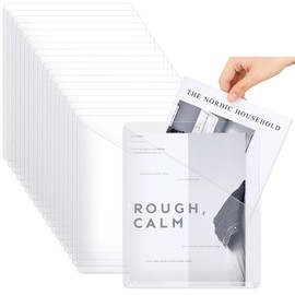 Seajan 24 Pcs Binder Pockets for 3 Ring Binder Clear Plastic Folders Sleeves 3 Hole Punch Document Dividers Poly Slash File Jacket Organizer with 2 Pockets for Office School