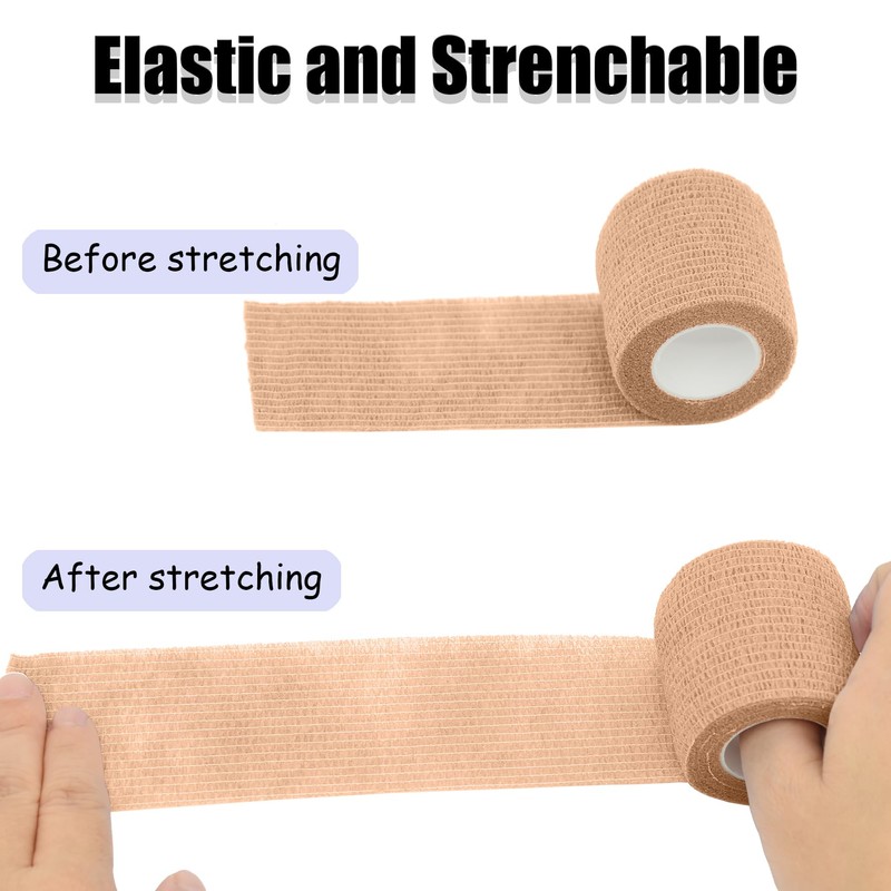 Twavang 6 Pack 2 Inches Self Adhesive Bandage Wrap Breathable