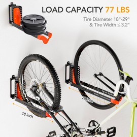 3-Pack Swivel Bike Rack Wall Mount, Bike Hangers for Garage, Space-Saving Vertical Bike Holder, Holds up to 77 lbs, Bicycle Wall Hanger Storage, No Heavy Lifting Required Indoor Hanging Bike Rack