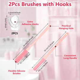 2Stk Langem Griff Zehenschrubber aus Silikon, Zehenspalt Reinigungsbürste, Fußpeeling Zwischen Den Zehen Weicher Fußbürste, Fuß Reinigungsbürste mit Großer Reichweite Haken für Senioren Männer Frauen