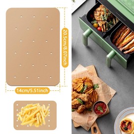 100-Pack Premium Air Fryer Parchment Sheets - 20.5x14cm Greaseproof Baking Paper for Healthy Cooking, Non-Stick Rectangular Liners Suitable for Grilling & Steaming (200 GSM Food-Grade)