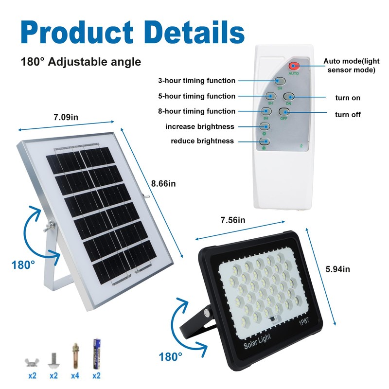 YLZKIX 198 LED Solar Lights Outdoor, IP67 Waterproof Solar Powered