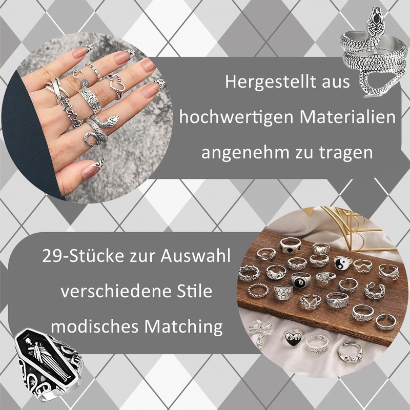 Vimmvid 29 Piece Ring Set, Y2k Accessories Decorating Emo Accessories,