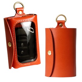 [HUKURO] Smart Key Case [L]-with- Key Case with Clear Window, 4 Rings, Genuine Leather, Universal Type, Tochigi Leather, Card Case, Multi Key Case, Made in Japan, orange