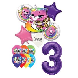 Rainbow Butterfly Unicorn Kitty 3rd Birthday Party Event Bouquet of Balloons