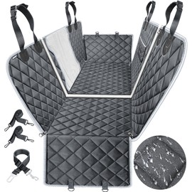 URPOWER Fundas de asiento para perro mejoradas con ventana visual de malla, 100% impermeable, funda de asiento de coche para perro antideslizante para asiento trasero con bolsillos de almacenamiento, hamaca lavable para perros para coches, camiones y SUV