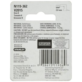 National Hardware N119-362 V2015 Screw Eyes - Solid Brass in Solid Brass, 3 pack,#8, 1-5/8"