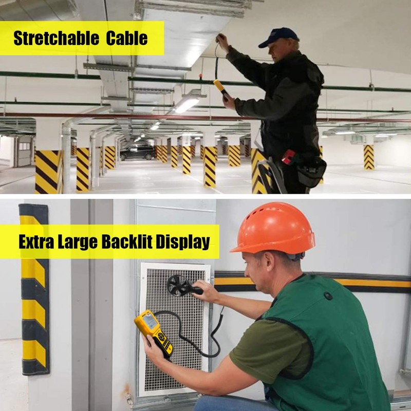 Handheld CFM CMM Wind Speed Meter, Separate Anemometer Measure Air