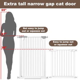 41" Extra Tall and Wide Baby Gate, 72.3-74" Wide Pet Cat Gate for Doorway, Extra Wide Pressure Mounted Child Door with Expansion Kit, Metal Safe Gate, Tall Dog Gate, White