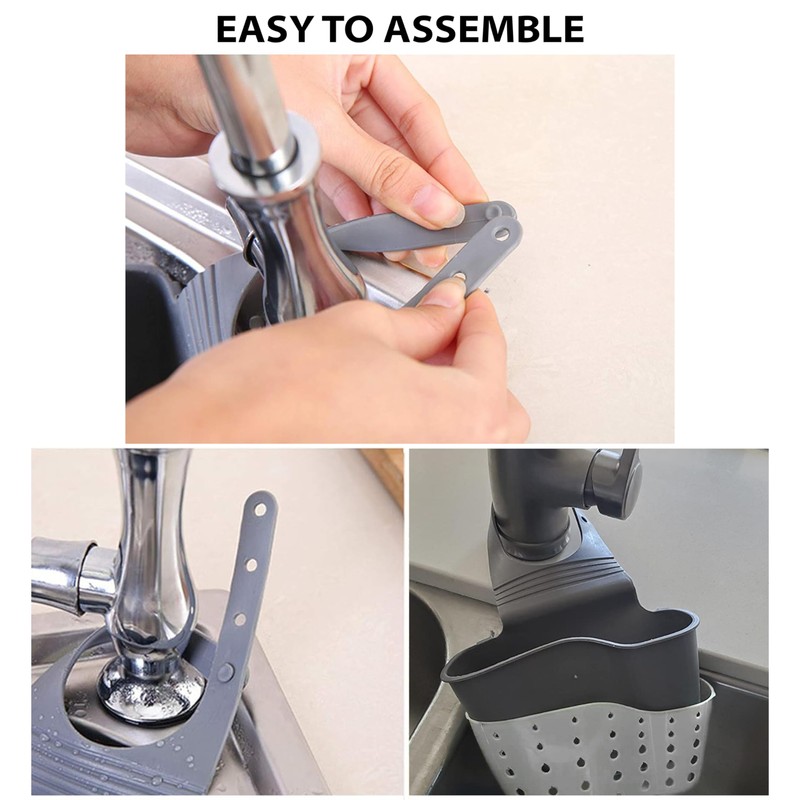 Kitchen Sink Caddy - Silicone Plastic Soap Sponge Holder -