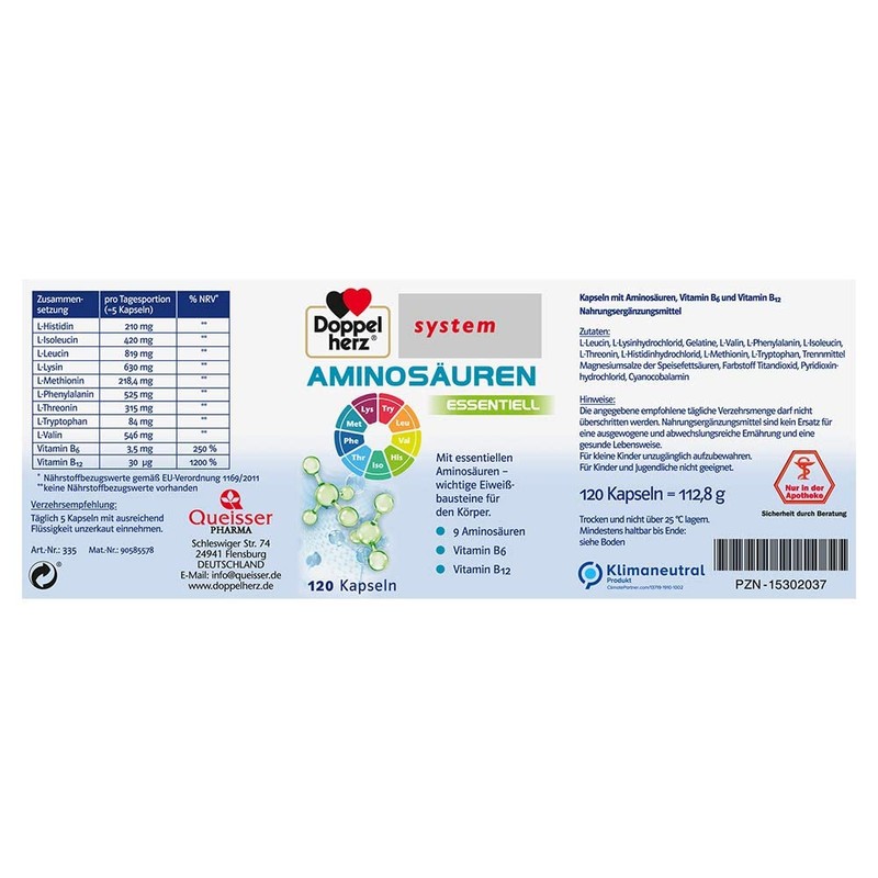 Doppelherz System Amino Acids Essential (1 x 120 Capsules) +
