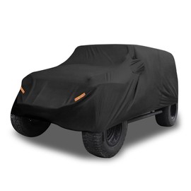 ACROPIX Aluminum Film Black Car Cover Waterproof All Weather Full Exterior Cover Rain Hail Sun Protector Car Cover Fit for Jeep Wrangler 4DR - Pack of 1