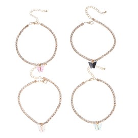 CHILDWEET Pcs Butterfly Ankle Chain Rhinestones Fashion Foot Chain for Teenage Girls Boho Style Charm Anklets for Parties