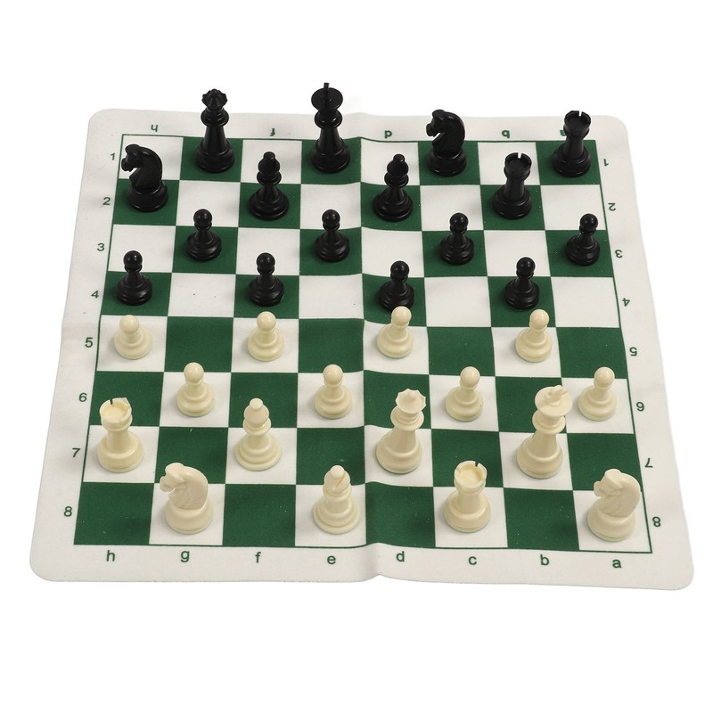 Chess Checkers Set PP Chess Pieces PU Imitation Leather Chess