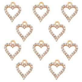 COGCHARGER 10 Pcs Heart Cubic Zirconia Charms Love Heart Charm Pendants Long-Lasting Plated Charm for Jewelry Necklace Bracelet Earring Making Crafts