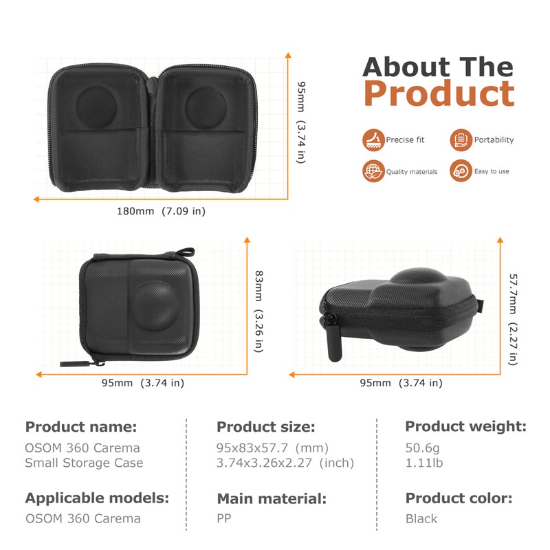 STARTRC Osmo 360 Case, PU Material, Dustproof, Shockproof, Wrist Strap