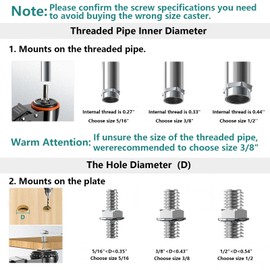 Caster Wheels Heavy Duty 5 Inch Stem Caster 2400Lbs, Threaded Stem Casters 3/8"-16 x 1(Stem Diameter 3/8", Stem Length 1"), Safety Locking Caster Set of 4, Industrial Castor Wheels for Cart,Furniture