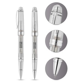 Cross Bailey Light Translucent Rollerball Pen 8015 Black Line Width F Fine Premium Gift Packaging Translucent Clear / Chrome