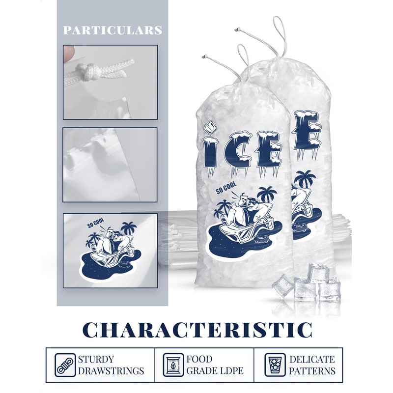 FireKylin 50 Pack Ice Bags 5 lb, Heavy-Duty Ice Bags