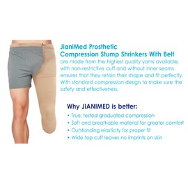 JianiMed Prosthetic Stump Shrinkers with Belt – Below Knee, 40cm, Compression, Amputee Socks, 20-30, Daily use, Taiwan Excellence XL