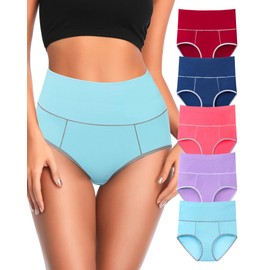 ASIMOON Tummy Control Underwear Womens Cotton High Waisted Panties Ladies Postpartum Soft Briefs Multipack