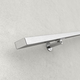 Muzata 10Ft Pre-drilled Stair Handrail 1"x2" Rectangular Brushed Wall Mounted Handrail Stainless Steel Safety Hand Rail Indoor Outdoor Stair Hand Railing Wood Concrete Brick Wall HK28 SL4