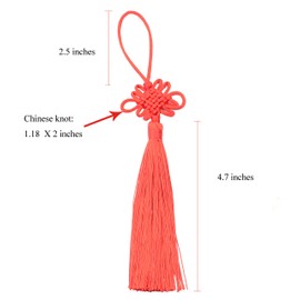 10pcs 8.5 Inch Handmade Silky Floss Chinese Tassel with Satin Silk Made Chinese Knots for Door and Car Handing Decoration, DIY Craft (Mixed)