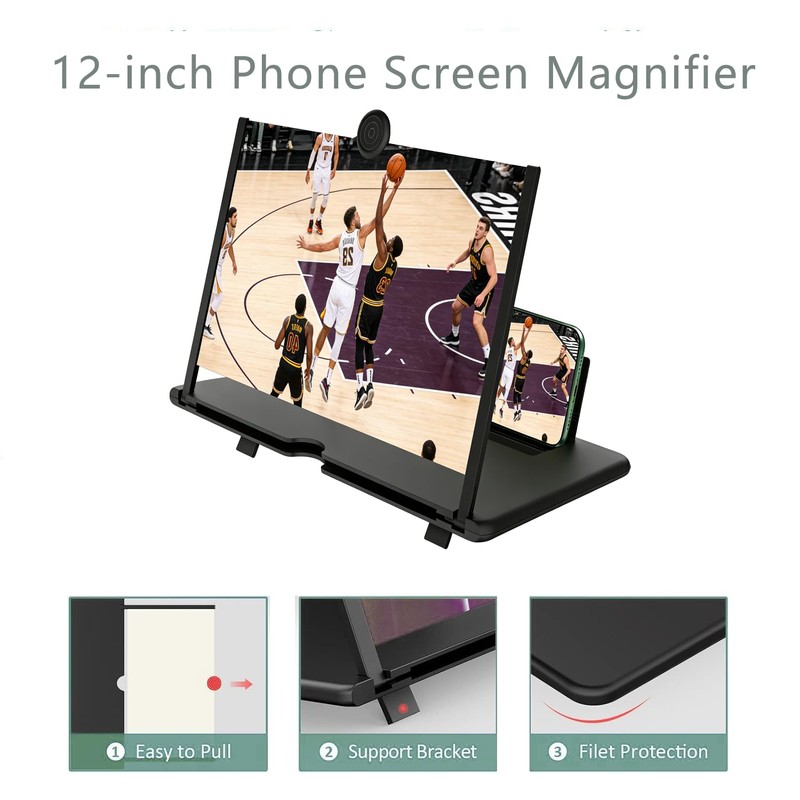 12" Screen Magnifier,3D HD Mobile Phone Magnifier Projector Screen Enlarger
