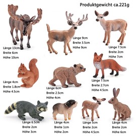 Pack of 10 Forest Animals Figures, Animal Figures, Woodland Animals, Christmas Animal Figures, Reindeer Figures, Deer Model, White-tailed Deer