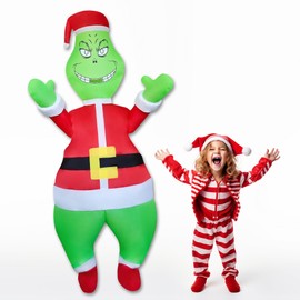 STEPINORLD Inflatable Costume Christmas Green Santa Blow Up Santa Outfit Full Body for Adult/Christmas Party/Parade (Green Santa)