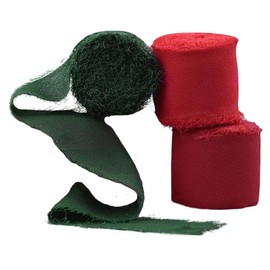 3PCS Silk Satin Ribbon, 1 Inch x 15 Yard Chiffon Ribbon with Frayed Edge, Satin Ribbons for Chritmas Gift Wrapping, Festive Decorations, DIY Crafts, Wedding Bridal Bouquets