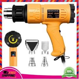 SEEKONE Heat Gun 1800W 122℉-1202℉ with 4 Nozzles for Paint Removal Shrinking PVC