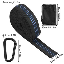 2 Pack Hammock Straps Extra Strong 200 cm Camping Hammock Accessories Suspension System with 1 Bag, Bear Up to 400 kg, Suitable for Hammocks (with buckles, General, 1, 1)