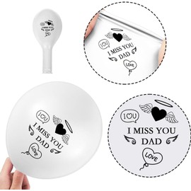 Miss You Dad Balloons Funeral Remembrance Decoration 30 Pieces 12" White Dad Memorial Balloons for Release to Celebrate Life, Bereavement, Condolences, Anniversary services