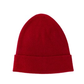 100% Pure Cashmere Beanie for Women and Men, Cuffed Warm Hat with Gift Box (Red)