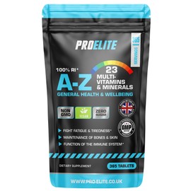 Multivitamins & Minerals - 365 Vegan Tablets - One a Day 100% RDA - 23 Essential Vitamins & Minerals in A-Z Multivitamin Tablet - Made in The UK by PROELITE