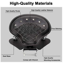 DgNeLai Motorcycle Solo Drive Seat Black Rhombus Leather Bobber Cushion with Mounting Seatbase Spring Bracket Kit Replacement for Harley Davidson Sportster XL 1200 883 48 Chopper Custom