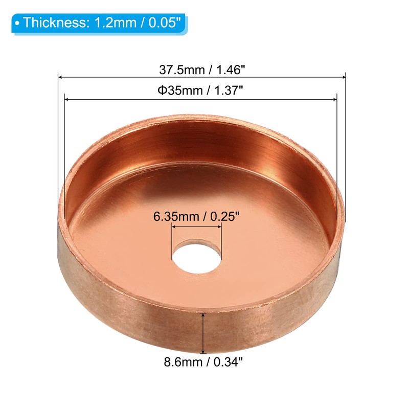 PATIKIL 3 Pieces 35 mm Copper End Cap Pipe Fitting