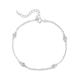 MARLION JEWELS Silver bracelet for women with four sparkling zirconias. Women's silver bracelet for women, girls, ideal for Valentine's Day and Mother's Day gift, birthday... jewellery women's
