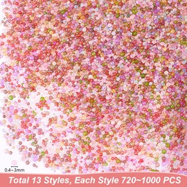 PH PandaHall 10,000+ UV Resin Bubble Beads, 13 Coloured Micro Beads, No Hole, Iridescent Crystal Beads, Tiny Glass Beads for Resin Crafts and Nail Art, Jewellery Making, 0.4 ~ 2 mm