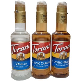 Torani Vanilla, Classic Hazelnut, & Caramel 12.7 Oz (Variety Pack of 3)