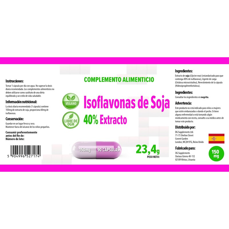 SOYA Isoflavones 40% 90 Vegan Capsules, 3rd Party Lab Tested,