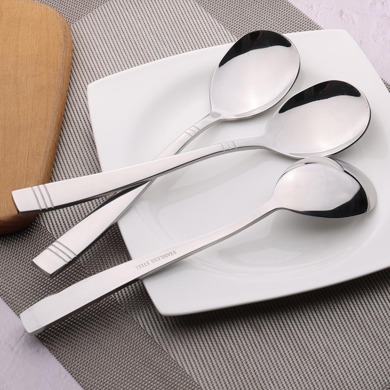 Sandmovie Stainless Steel Serving Spoon, Large Serving Spoons, Set of
