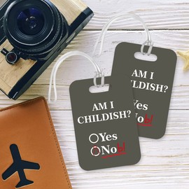 LT161 Am I Childish? Nob Novelty Funny Unique Designer Gift Glossy Plastic Suitcase Luggage Tag