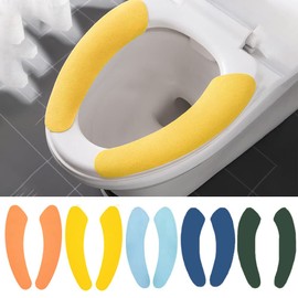 10 Pcs Five Color Bathroom Warmer Toilet Seat Cover Pads, Toilet Seat Cover Stretchable Portable Washable Toilet Seat Cover Pads for Toilet Rings of Different Shapes