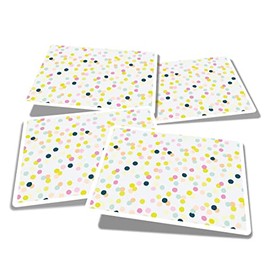 Vinyl Rectangle Stickers (Set of 4) 10cm - Pink Yellow Blue Dot Pattern Graduation for Laptops, Tablets, Luggage, Scrap Booking, Fridges #170328
